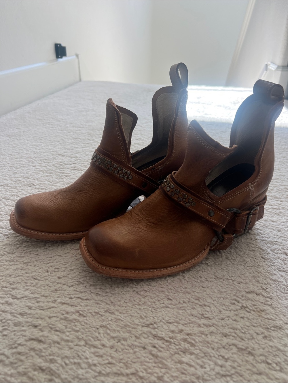 Freebird by Steven Brown Leather Harness Ankle Boots